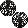 Hedume 2 Pack Cast Iron Trivet, 6.8" Cast Iron Round Trivet with