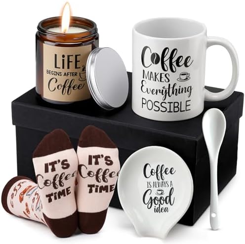 Vabean 7 Pack Coffee Gift Basket for Women Men, Christmas Coffee Lover