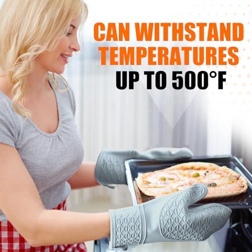 Silicone Oven Mitts, 2PCS, 12.5 Inch