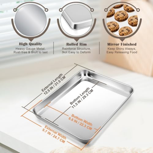 12.5"x9.7"Baking Sheet Pan(2Pcs), Joyfair Stainless Steel Toaster Oven