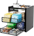 Tea Bag Organizer Box - Wooden Tea Bag Storage with 2 Drawers, Holder