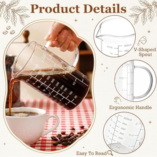 2 Pack Glass Liquid Measuring Cup 500ML 2 CUP with Handle, High