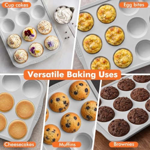 2 Pcs Silicone Muffin Pans for Baking, Foldable Molds, White