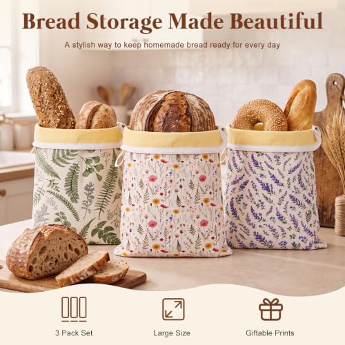 Irenare Beeswax Bread Bags, 3-Pack, 13 x 17-Inch