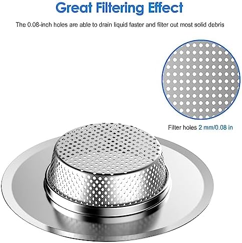 2-Pack Kitchen & Bathroom Sink Drain Strainers I 4.5 Inch Bathroom