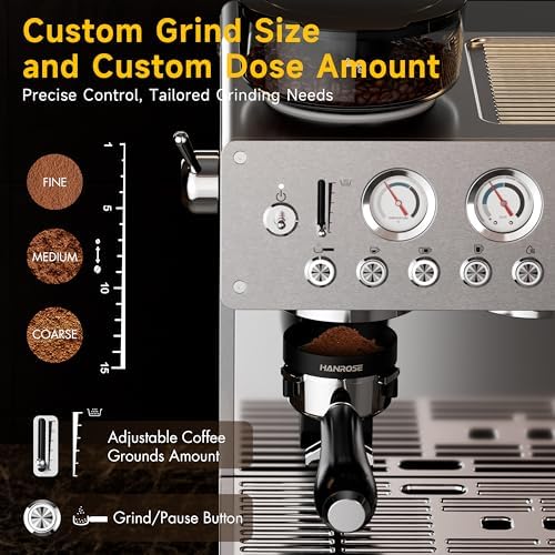 20 Bar Espresso Machine with Grinder, Stainless Steel