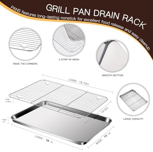 GIUOIDUO Baking Sheet with Racks Set [2 Sheets + 2 Racks], Stainless