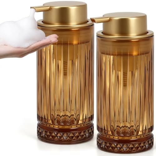 Amber Foaming Glass Soap Dispenser, 2 Pack Glass Foam Hand Soap