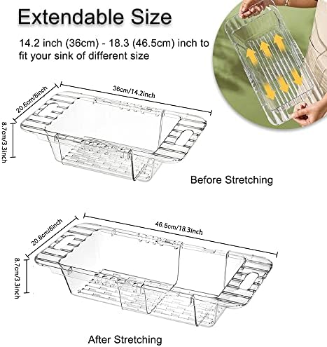 2 Pack Over the Sink Colander Strainer Basket, Expandable Plastic
