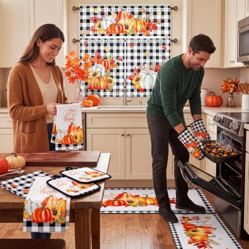 Haull 13 Pcs Fall Thanksgiving Kitchen Decor Set Buffalo Plaid