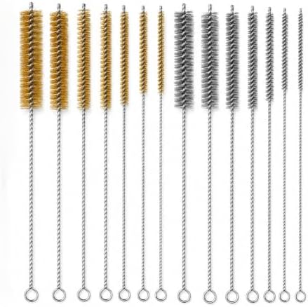 14PCS Tube Cleaning Brush Set, 7 Brass & 7 Stainless Steel Wire