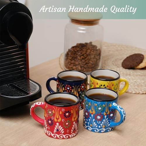 Ceramic Espresso Cups, 5 Oz Espresso Cups Set of 4, Handmade Espresso
