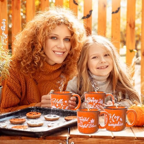 4Pcs Fall Coffee Mug, Pumpkin Autumn Coffee Mugs, Fall Seasonal Decor