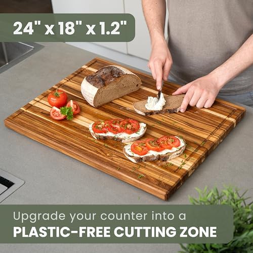 WALDWERK Teak Wood Cutting Board, 24 x 18 x 1,2"