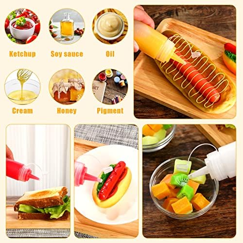 Hoolerry 32 Pcs 4oz Small Plastic Squeeze Bottle Bulk for Syrup Paint