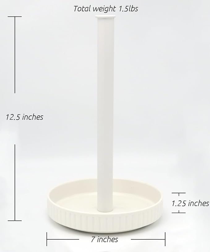 VROOMIUM Paper Towel Holder Countertop, Ceramic Base Easy-to-Clean, 1.5 lbs - Image 3