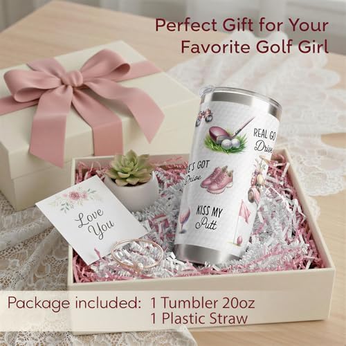 Golf Gifts for Women Golfers, Funny Pink Golf Tumbler for Female