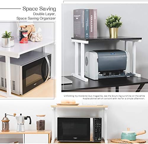 2-Tier Wooden Microwave Oven Rack, White