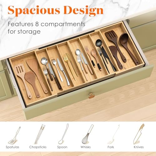 Kathfly Extra Large Drawer Organizer Kitchen Utensils Expandable 21.4