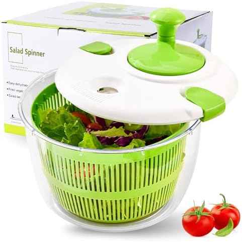 DoubleWave Salad Spinner | Spin & Dry Fruits, Vegetables & Greens Fast | Lettuce Washer with Dual Drain Holes | BPA-Free, Easy to Clean | 5.3 Quart Large Capacity