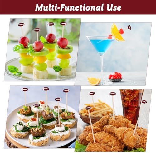 [50 PCS] Football Cocktail Picks Party Decorations - 4.7 inch Cocktail