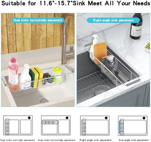 YQh Retractable Sink Drain Rack, 304stainless Steel Expandable Sink