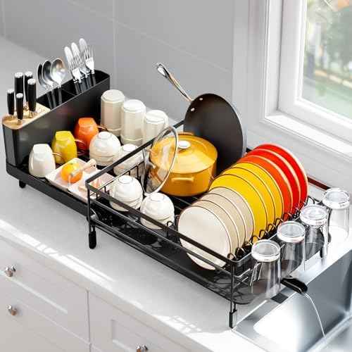 Urackify Extendable Dish Drying Rack, 18.5"-26.7" L x 12.7" W
