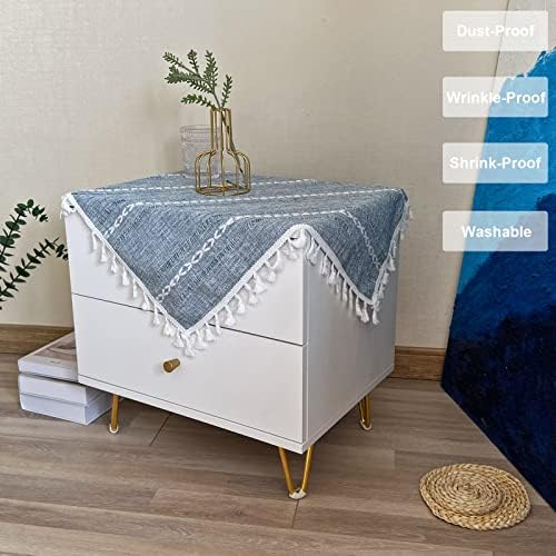 Rustic Bedside Square Small Blue Farmhouse Tablecloth 24 x 24 Inch