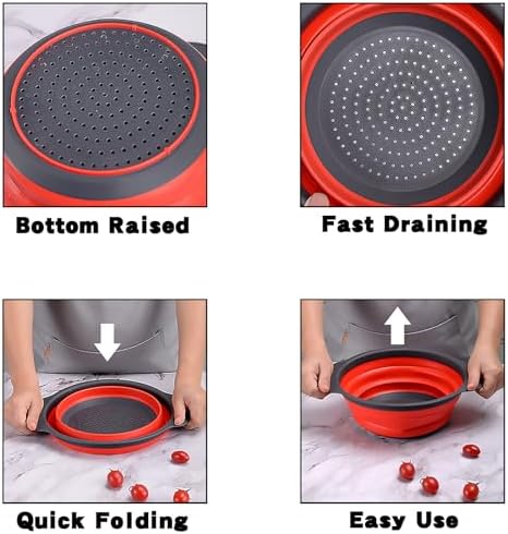 Collapsible Colander Set,Space Saving Collapsible Kitchen Colander