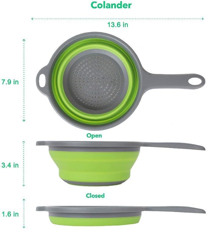 2 Pack Kitchen Foldable Silicone Strainer Colanders, Collapsible Colanders - Image 3