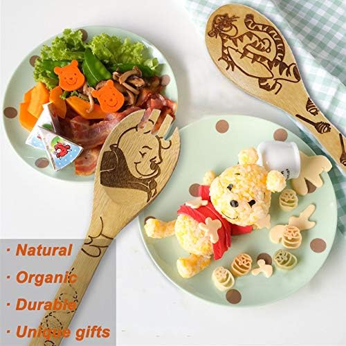 Wooden Spoons for Cooking Set of 5, Winnie Bear Gifts for Women