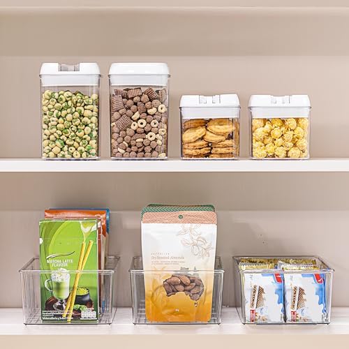 Vtopmart 6 Pack Food Storage Organizer Bins, Clear Plastic, 4