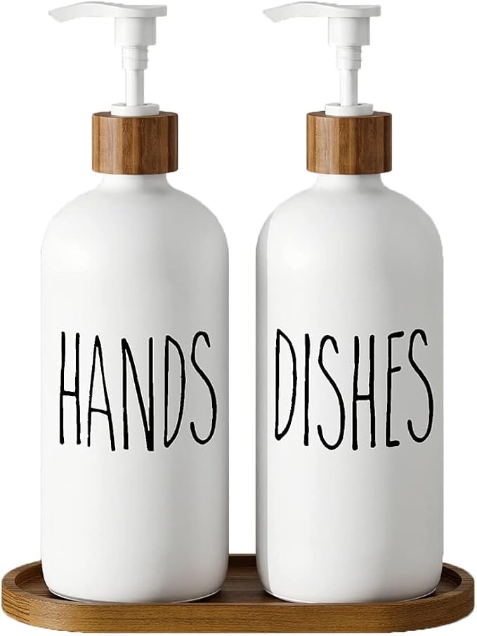 Dish Soap Dispenser for Kitchen Sink.Glass Hand Soap Dispenser, Modern by Aeakey