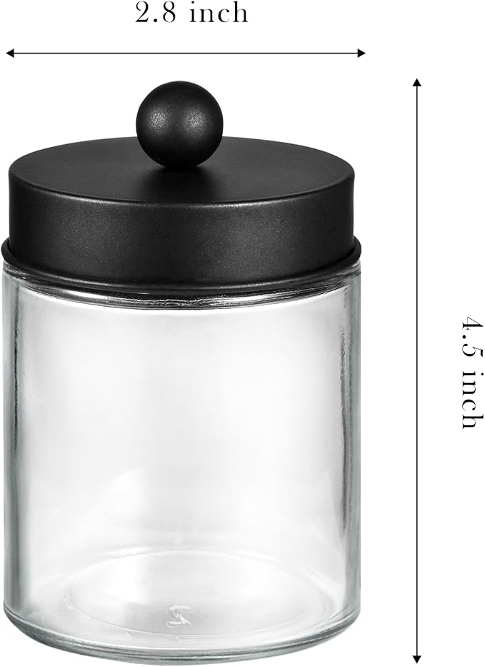 SheeChung 2-Pack Qtip Holder Dispenser-Glass Apothecary Jars - Image 4