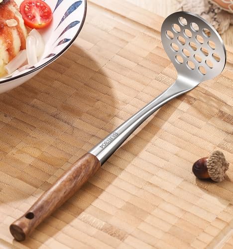 Avocado Masher Stainless Steel Small, Mini Potato Masher, Wooden