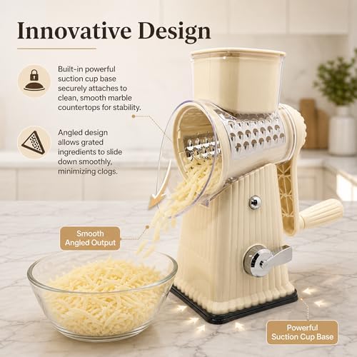 JA&MIU Rotary Cheese Grater with 5 Blades