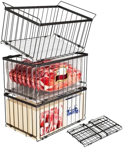 Large Freezer Organizer Bins, 3 Pack, 5 to 9 Cu.Ft