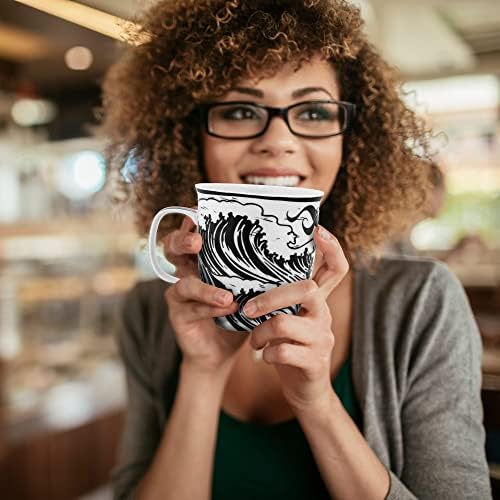 Karma Gifts, 14 oz Black and White Boho Mug, Cute Coffee and Tea Mug