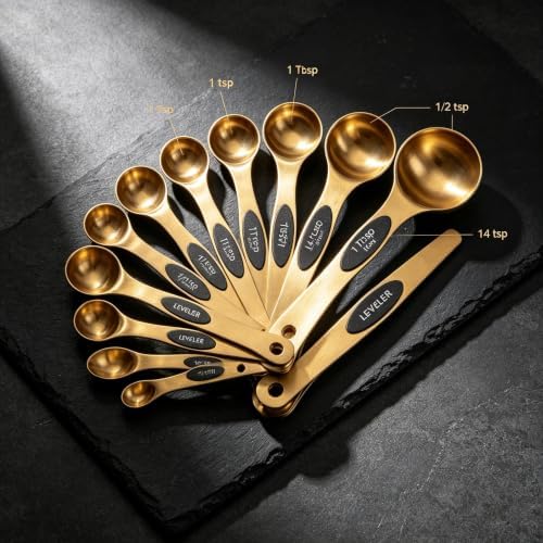 Magnetic Measuring Spoons Set-Stainless Steel Gold