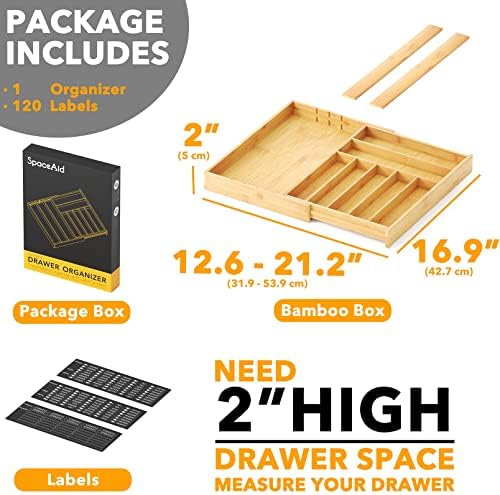SpaceAid Bamboo Silverware Drawer Organizer, 10 Slots