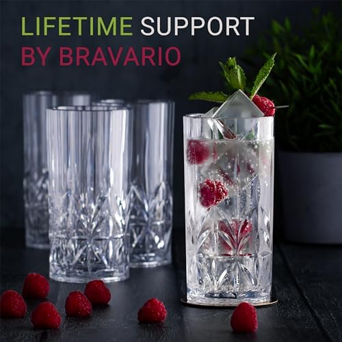 Bravario Unbreakable Plastic Drinking Water Tumblers, Dishwasher Safe