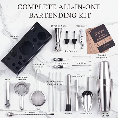 Kitessensu 25-PC Professional Bartender Kit, Bar Tool with Drawer