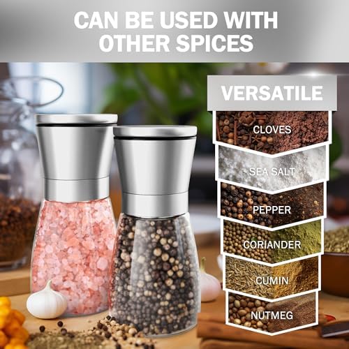 Home EC Stainless Steel Salt and Pepper Grinder Set, 2 Pack