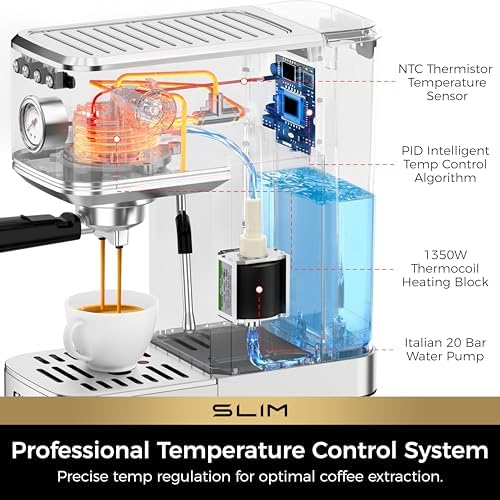 CHULUX Espresso Machine with Conical Burr Grinder, Silver