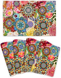 Boho Floral Placemats Set of 4, Colorful Dining Table Mats 12"x18"