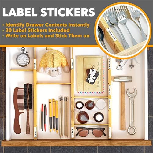 SpaceAid Bamboo Drawer Dividers with Inserts and Labels, Kitchen