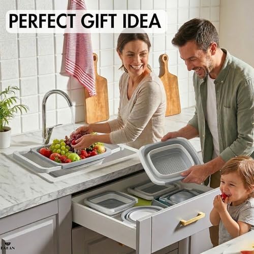 Hakan Collapsible Colander Strainer with Extendable Handles | 5.8 qt
