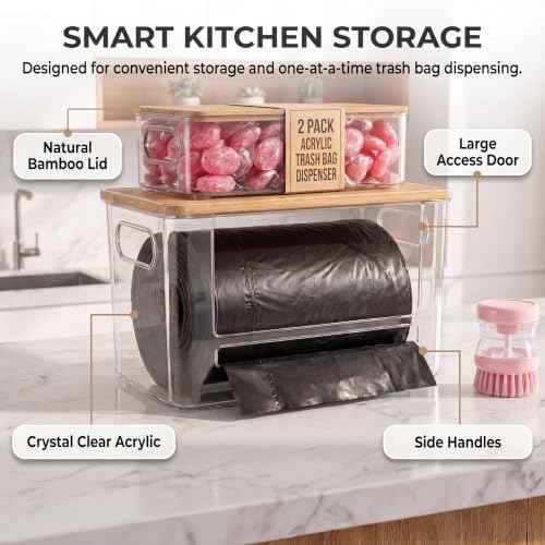 2-Pack Trash Bag Holder for Kitchen, Acrylic Trash Bag Dispenser