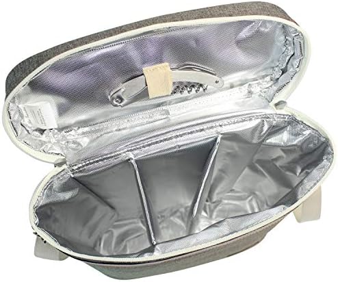 3 Bottle Insulated Wine Carrier Tote with Shoulder Strap & Corkscrew