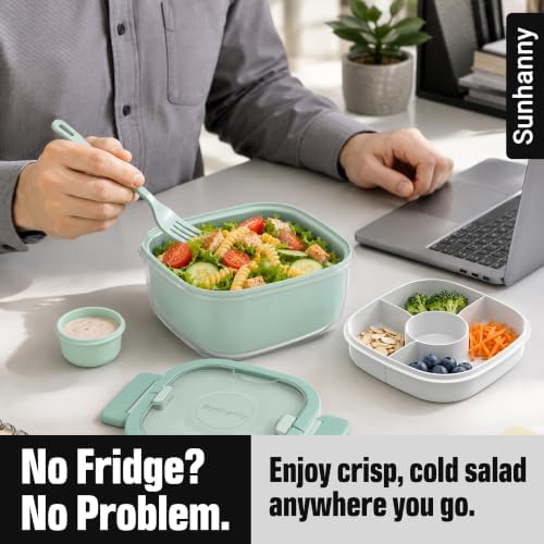Salad Container with Ice Pack & Handle, 6.8 Cup / 1600ml Large